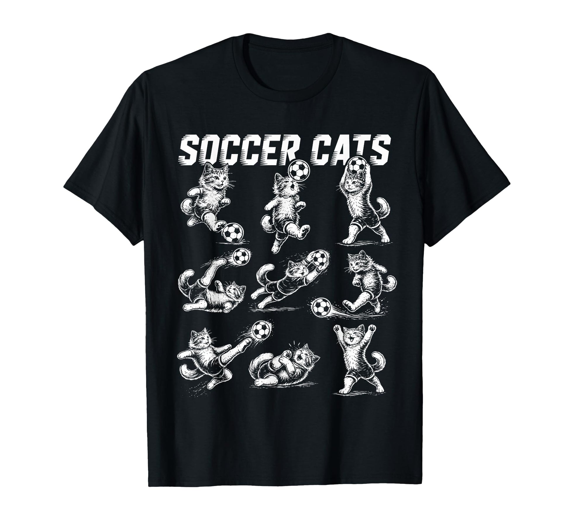 Soccer Cats Kitten Football T-Shirt - Trendy Graphic for Adults - T-Shirt, Sweatshirt, Hoodie