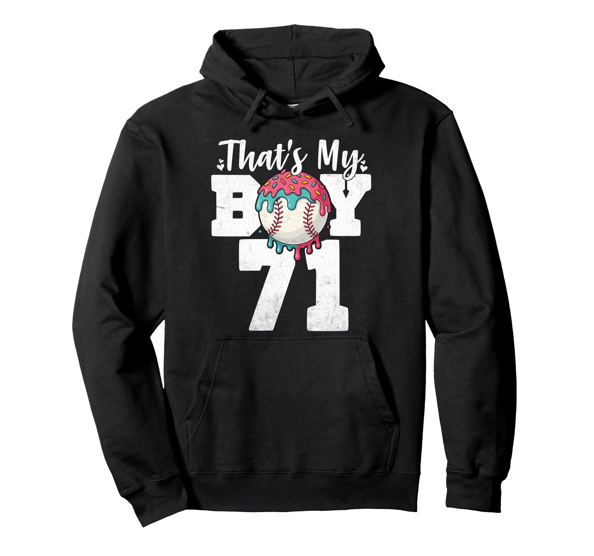 Thats My Baseball 71 Number Mom Dad 71 Hoodie - Trendy Graphic for Adults - T-Shirt, Sweatshirt, Hoodie