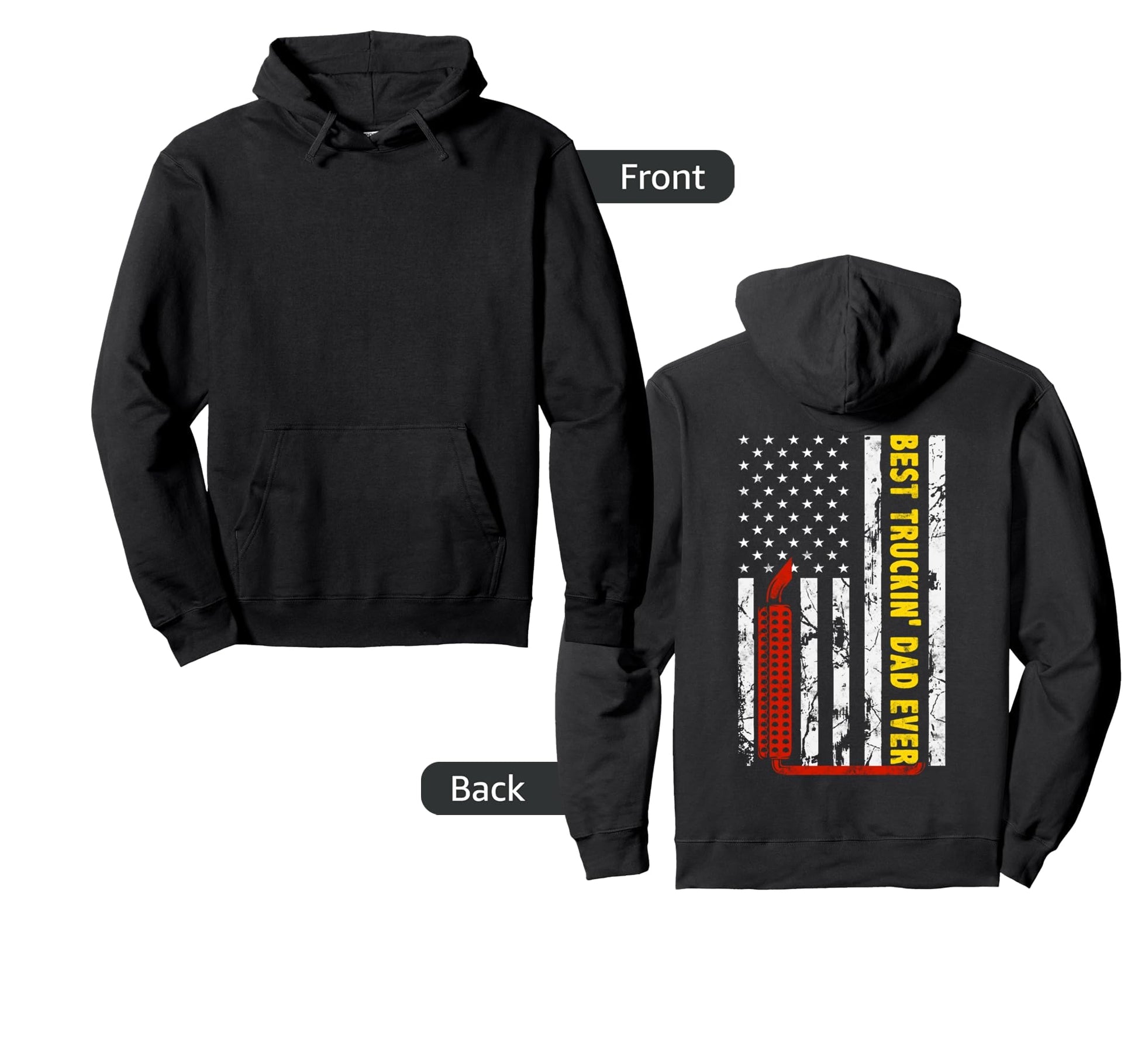 Best Truckin Dad Ever Thin Yellow Line Hoodie - Unique Graphic for Adults - T-Shirt, Sweatshirt, Hoodie