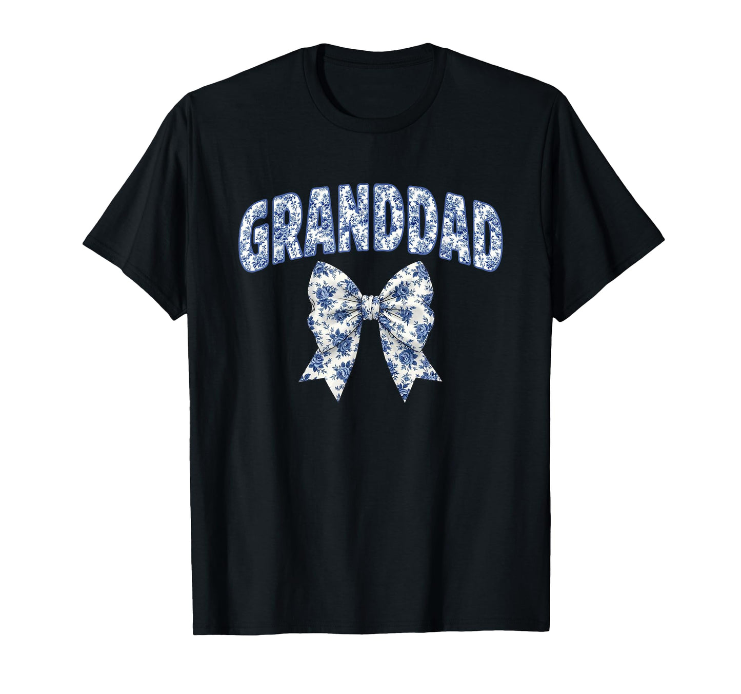 Granddad Coquette Toile Blue Bow T-Shirt - Casual Everyday Wear Unisex - T-Shirt, Sweatshirt, Hoodie