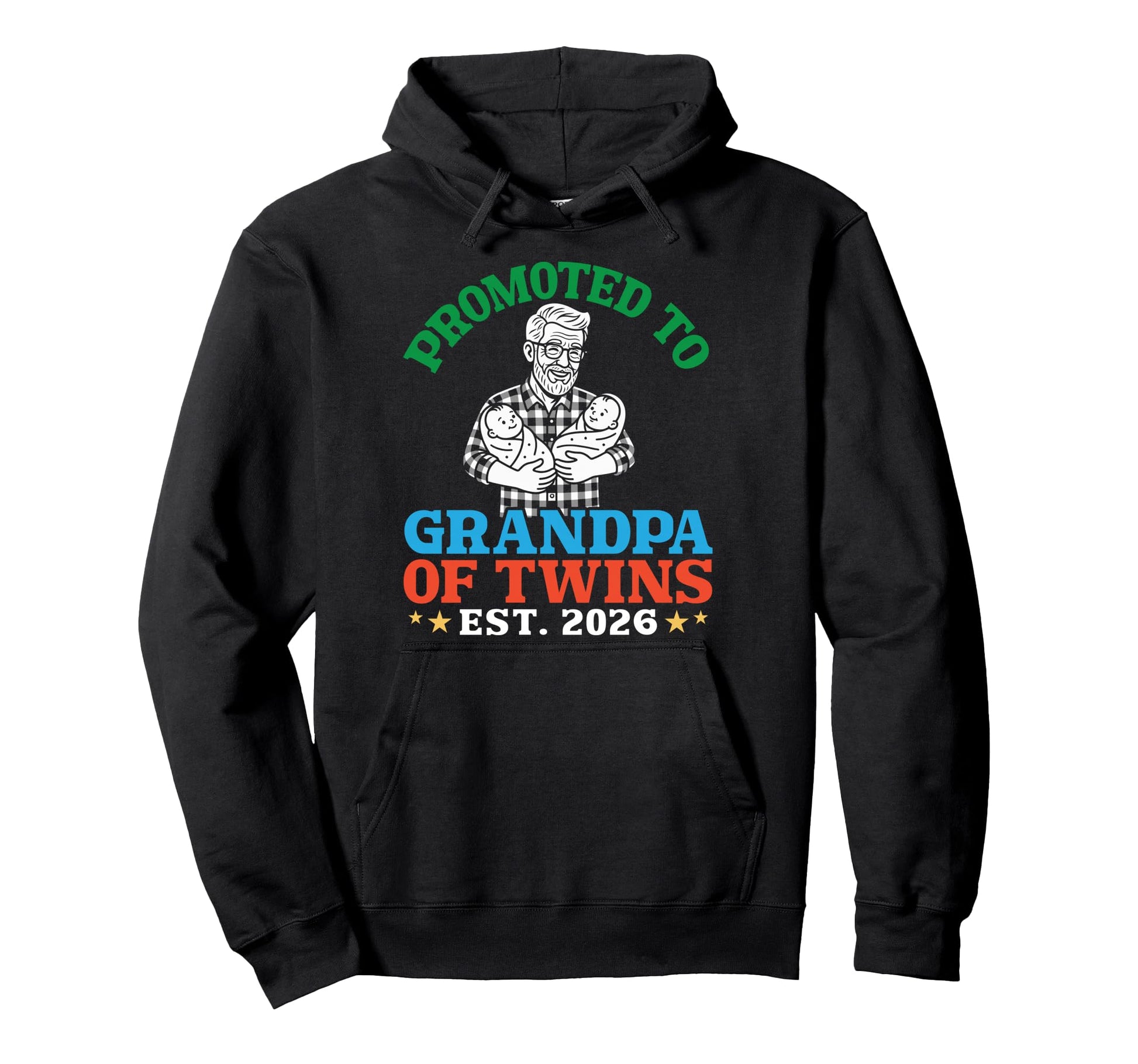 Promoted To Grandpa Twins Est 2026 Hoodie - Trendy Graphic for Adults - T-Shirt, Sweatshirt, Hoodie