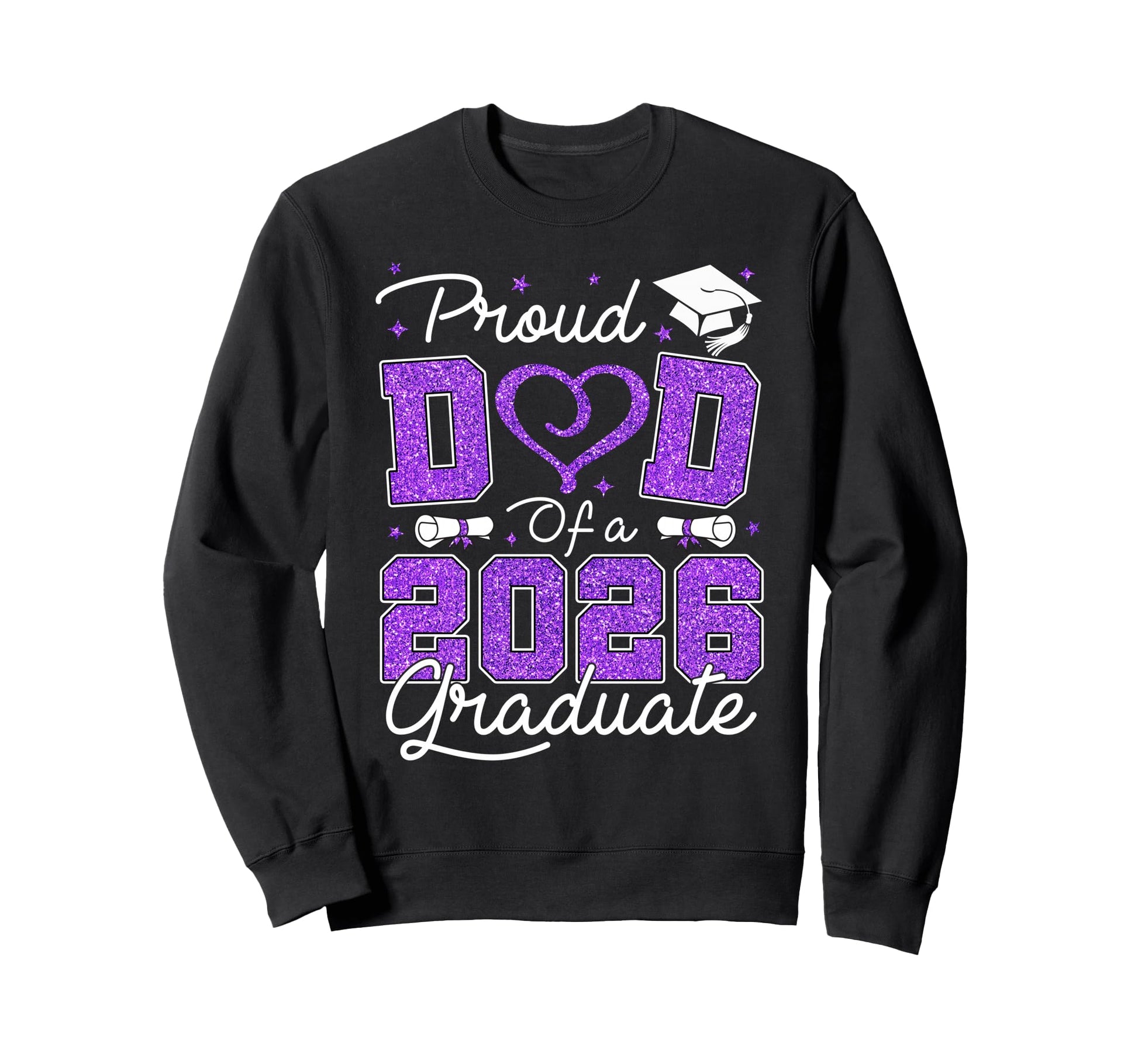 Proud Dad 2026 Graduate Purple Sweatshirt - Minimalist Print Men Women - T-Shirt, Sweatshirt, Hoodie