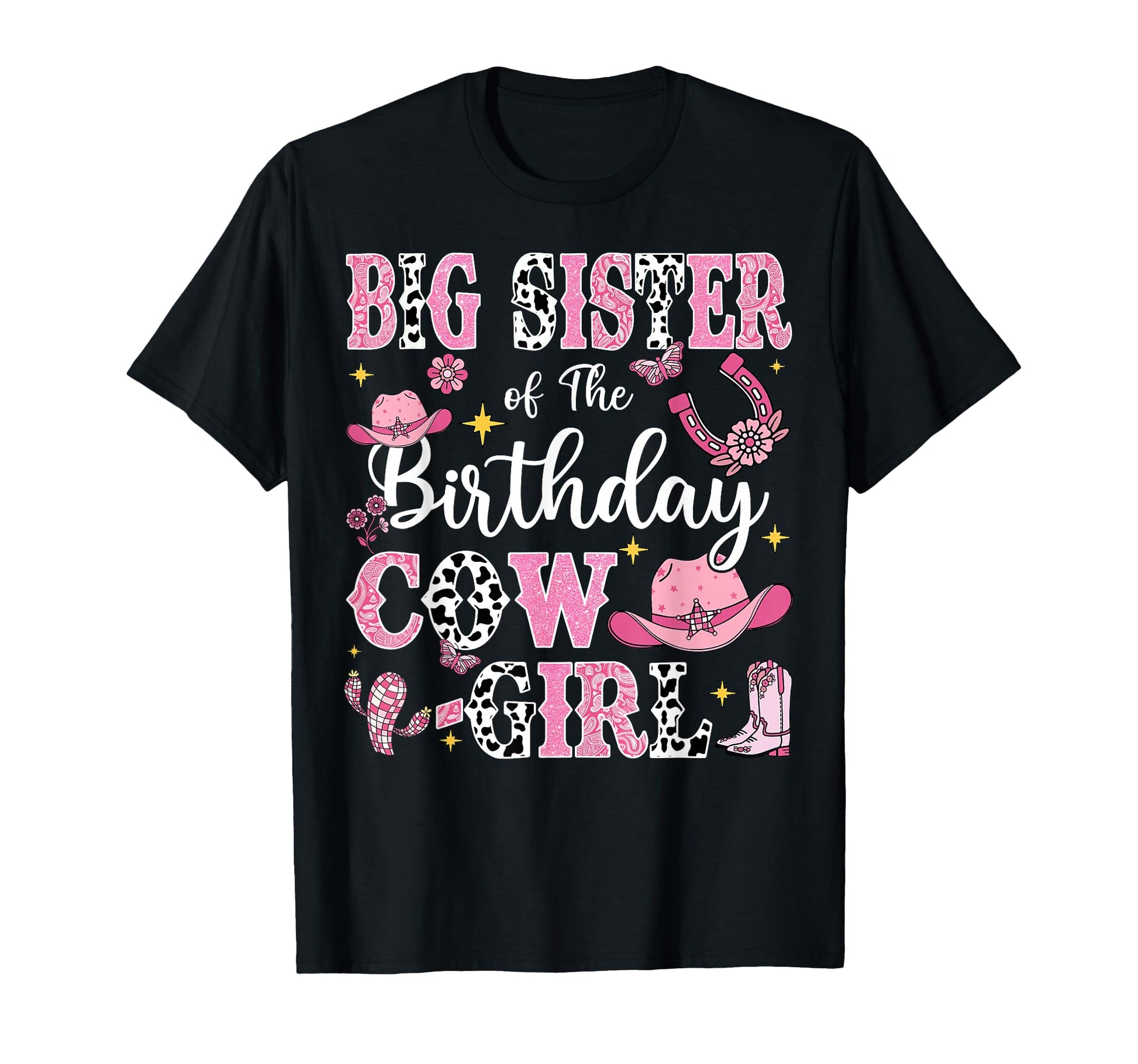 Big Sister Birthday Cow Rodeo Cow T-Shirt - Custom Art Print Men Women - T-Shirt, Sweatshirt, Hoodie