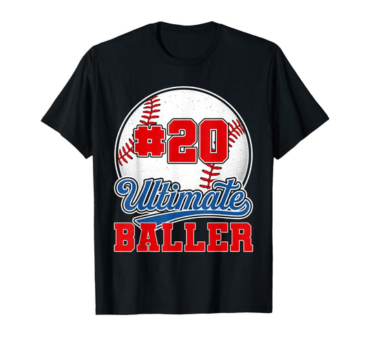 Baseball Baller Player Number 20 T-Shirt - Fun Novelty Design Men Women - T-Shirt, Sweatshirt, Hoodie