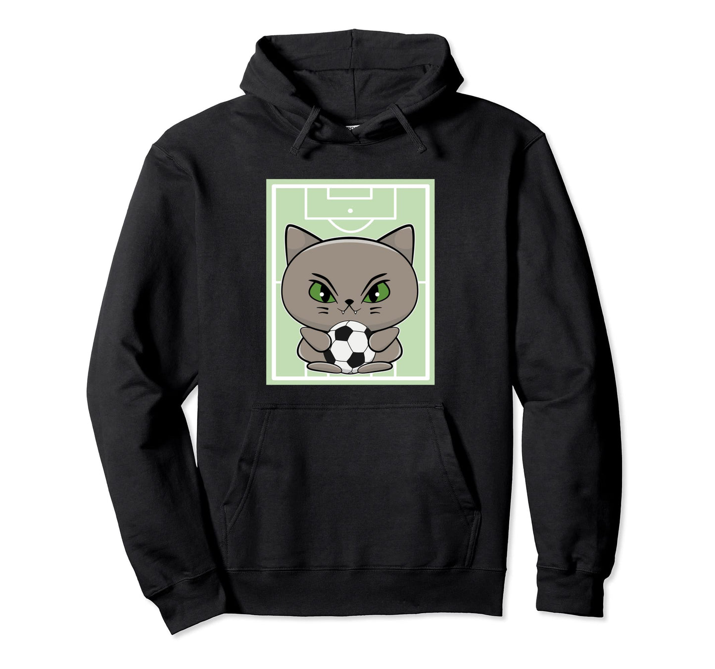 Soccer Cat Anime Feline Soccer Hoodie - Graphic Print Unisex - T-Shirt, Sweatshirt, Hoodie