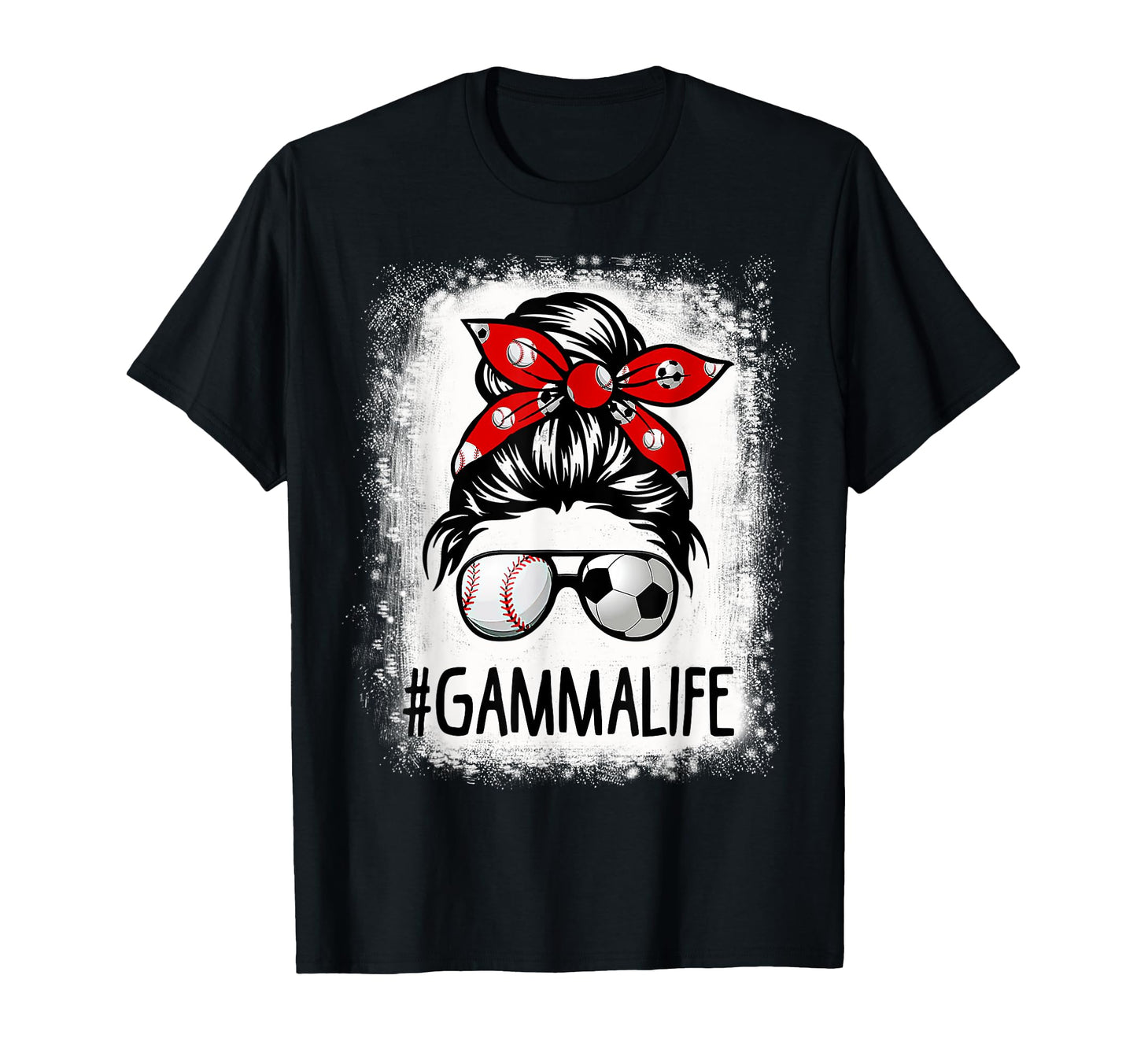Bleached Gamma Life Soccer Messy Bun T-Shirt - Unique Graphic for Adults - T-Shirt, Sweatshirt, Hoodie