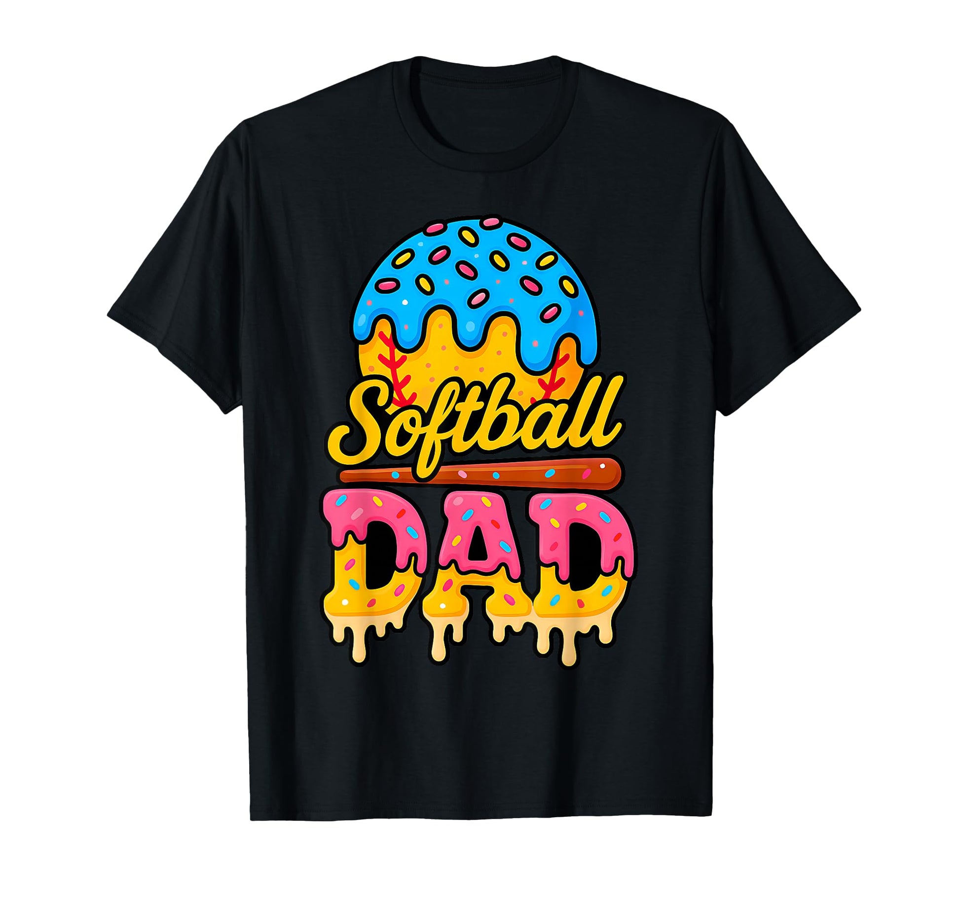 Ice Cream Drip Softball Dad Game Day T-Shirt - Trendy Graphic for Adults - T-Shirt, Sweatshirt, Hoodie