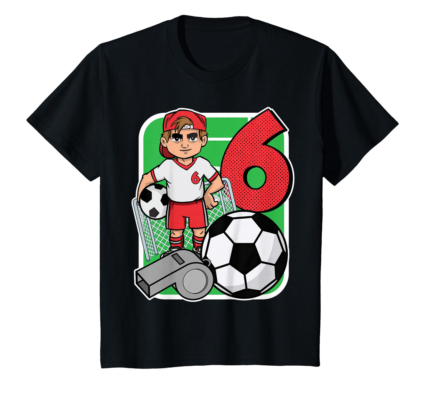 Soccer Player 6Th Birthday Party 6 Years Old T-Shirt - Graphic Print Unisex - T-Shirt, Sweatshirt, Hoodie