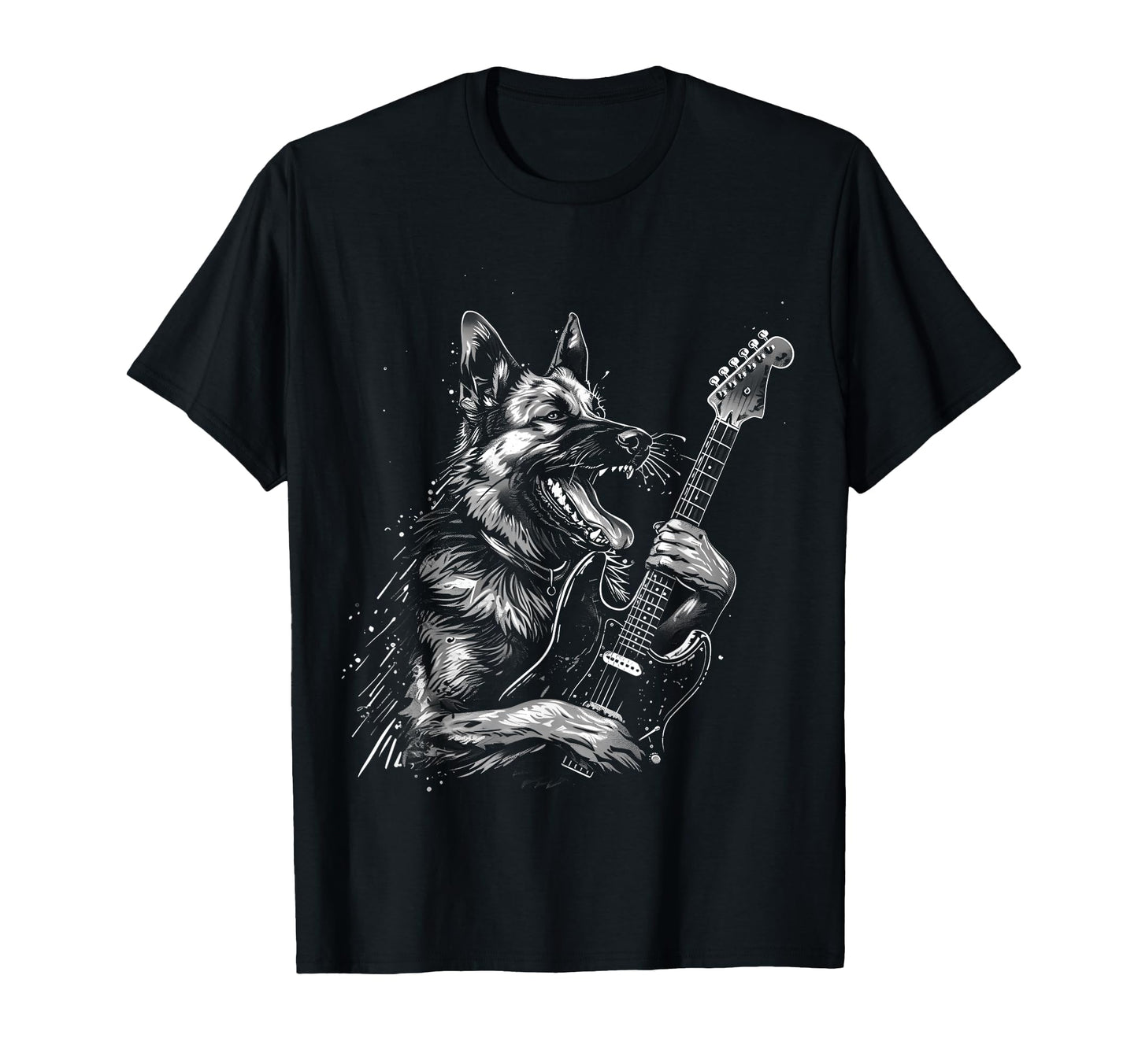 German Shepherd Dog Playing Electric T-Shirt - Custom Art Print Unisex - T-Shirt, Sweatshirt, Hoodie