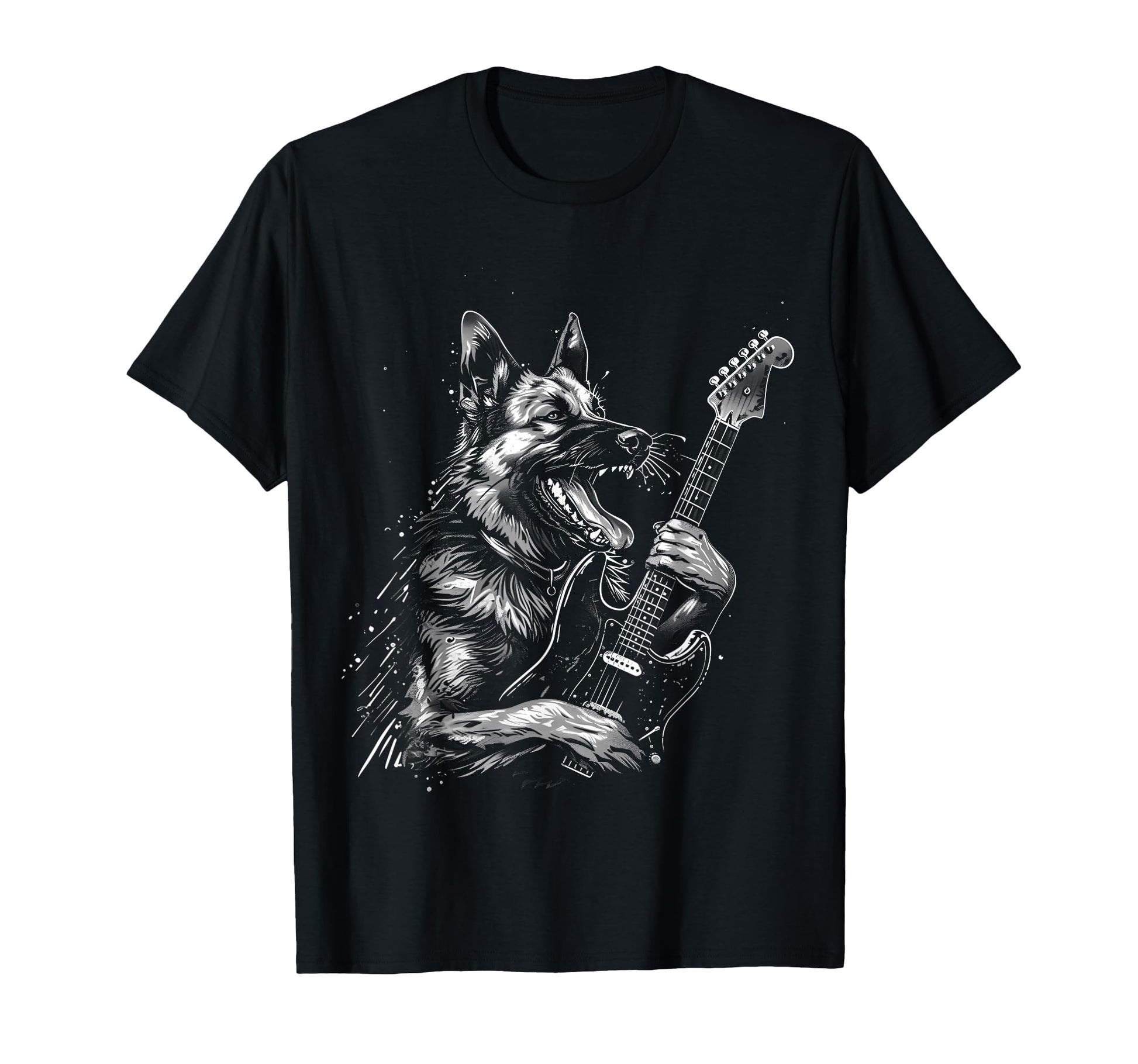 German Shepherd Dog Playing Electric T-Shirt - Custom Art Print Unisex - T-Shirt, Sweatshirt, Hoodie