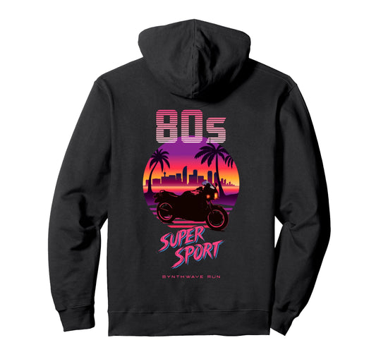 80S Supersport Synthwave Motorcycle Hoodie - Novelty Apparel Men Women - T-Shirt, Sweatshirt, Hoodie