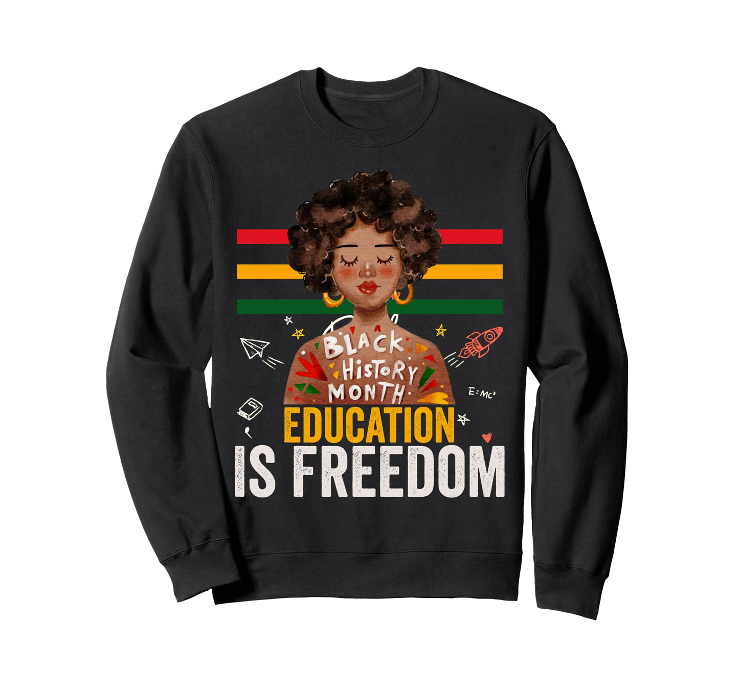 Education Is Freedom Black Sweatshirt - Minimalist Print for Adults - T-Shirt, Sweatshirt, Hoodie