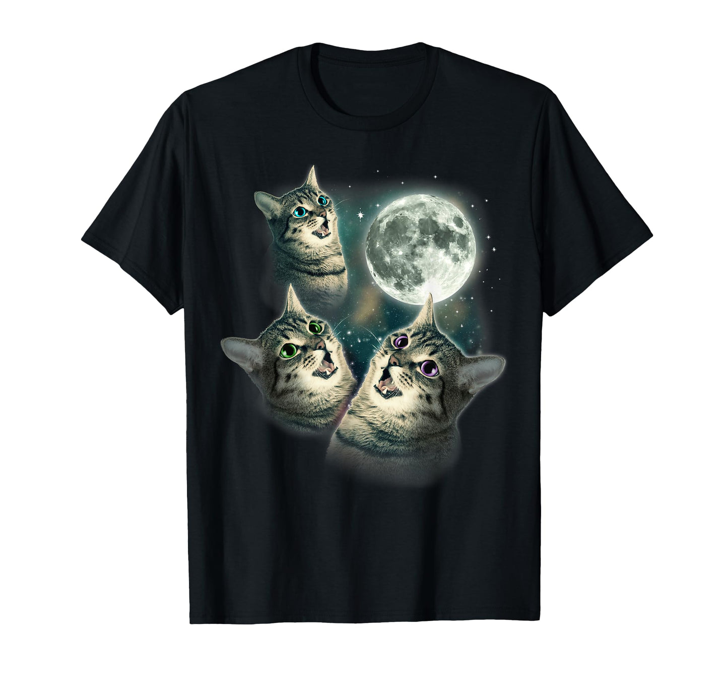 Funny Cat Three Cat Moon 3 Wolfs T-Shirt - Casual Everyday Wear Men Women - T-Shirt, Sweatshirt, Hoodie