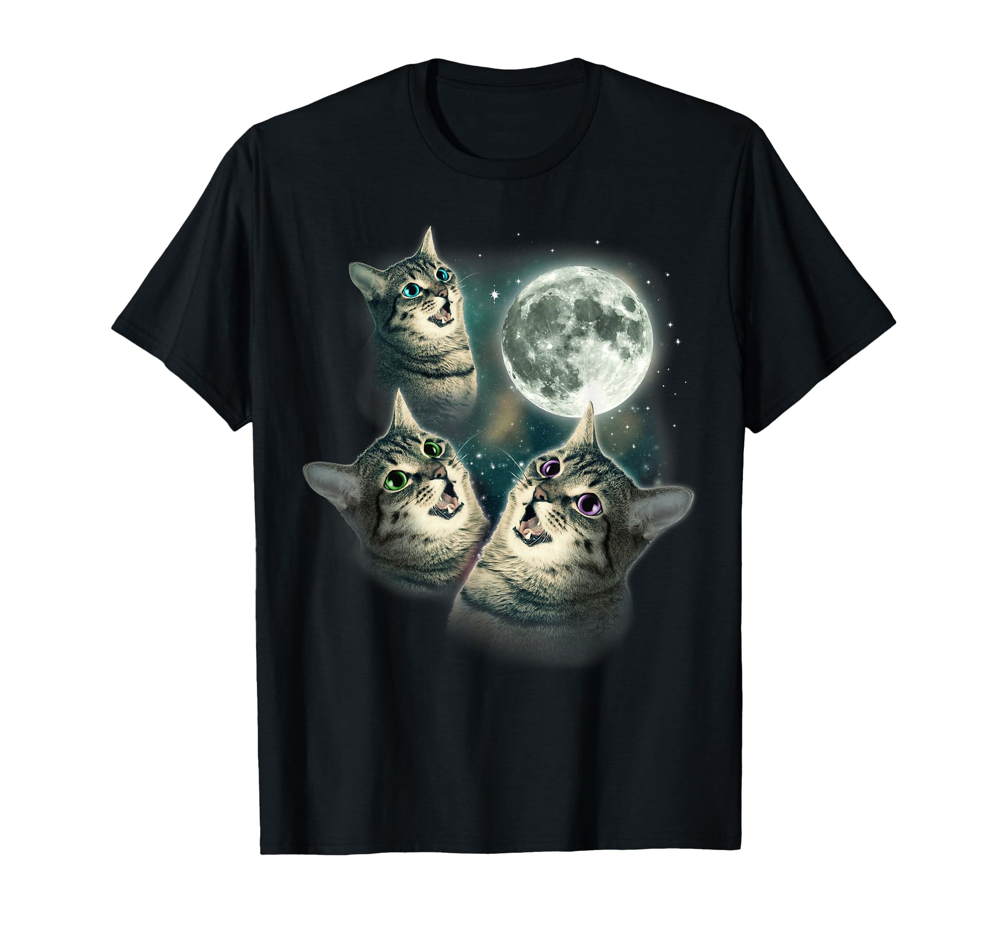 Funny Cat Three Cat Moon 3 Wolfs T-Shirt - Casual Everyday Wear Men Women - T-Shirt, Sweatshirt, Hoodie
