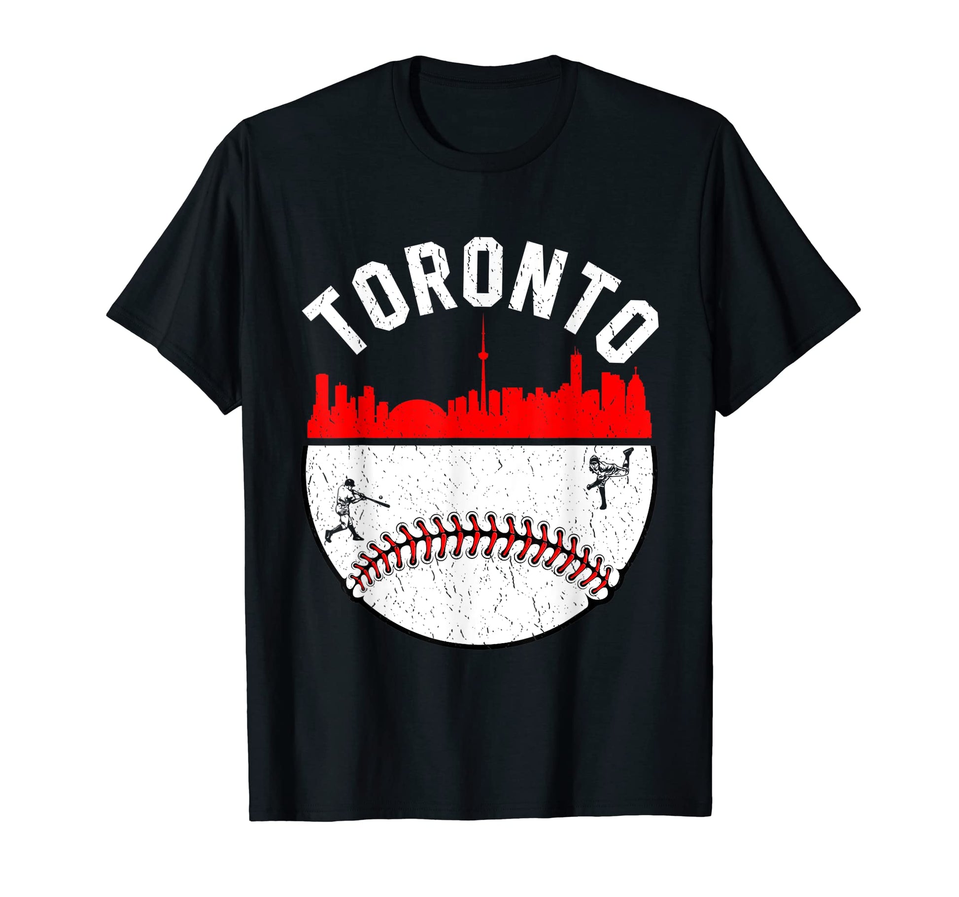 Toronto Cityscape Baseball T-Shirt - Fun Novelty Design Men Women - T-Shirt, Sweatshirt, Hoodie