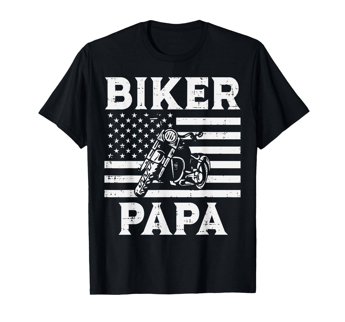 Biker Papa Us Flag Motorcycle Patriot T-Shirt - Unique Graphic Men Women - T-Shirt, Sweatshirt, Hoodie