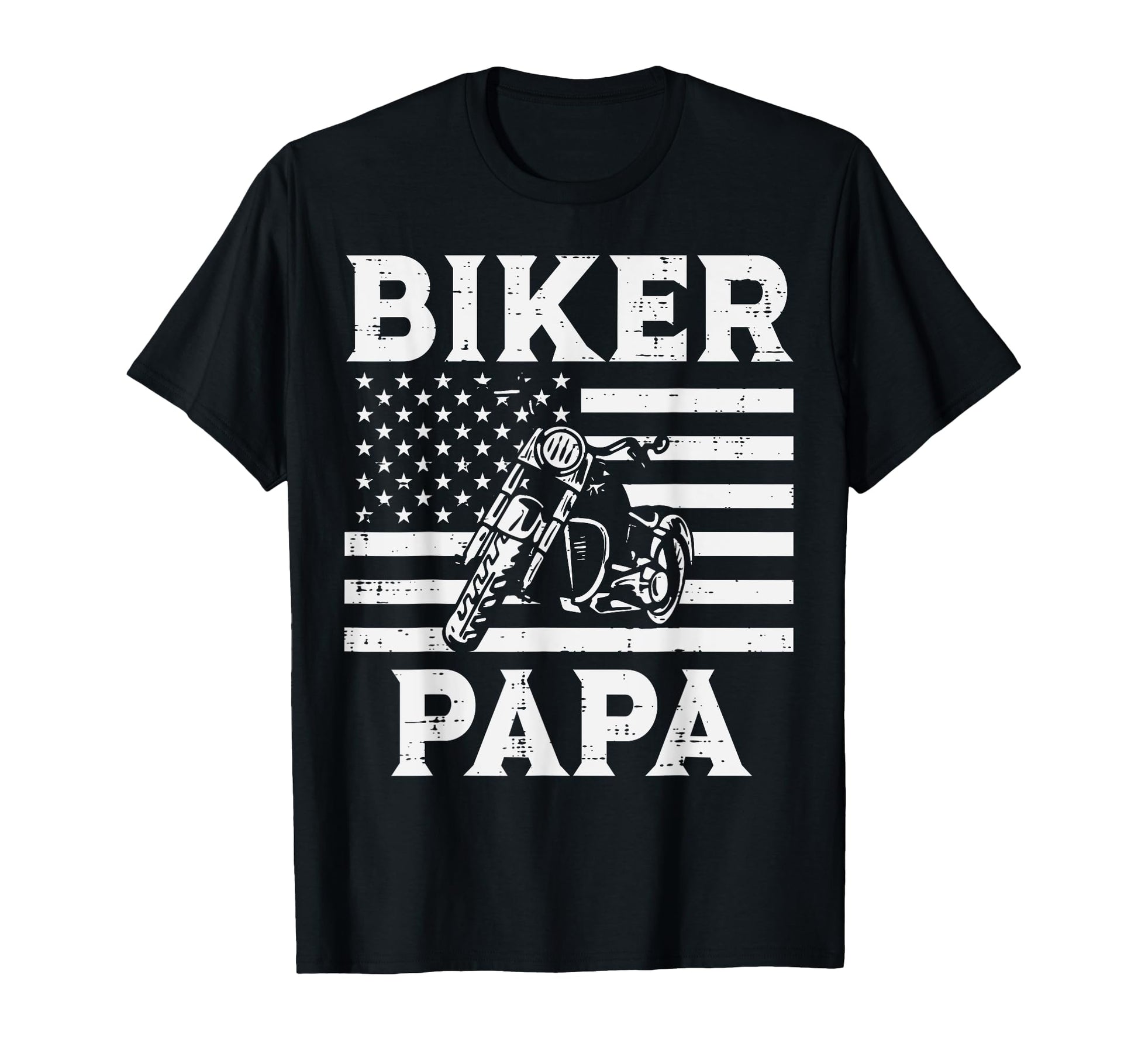 Biker Papa Us Flag Motorcycle Patriot T-Shirt - Unique Graphic Men Women - T-Shirt, Sweatshirt, Hoodie