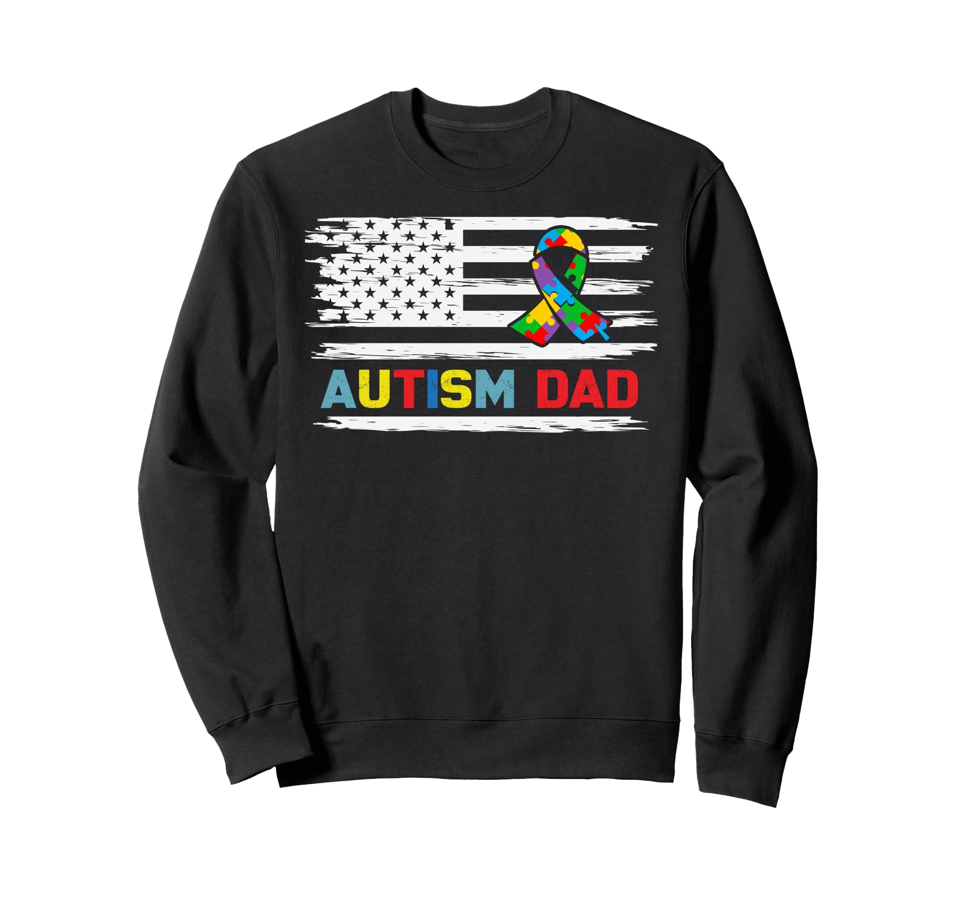Proud Autism Dad American Flag Usa Sweatshirt - Streetwear Style Unisex - T-Shirt, Sweatshirt, Hoodie