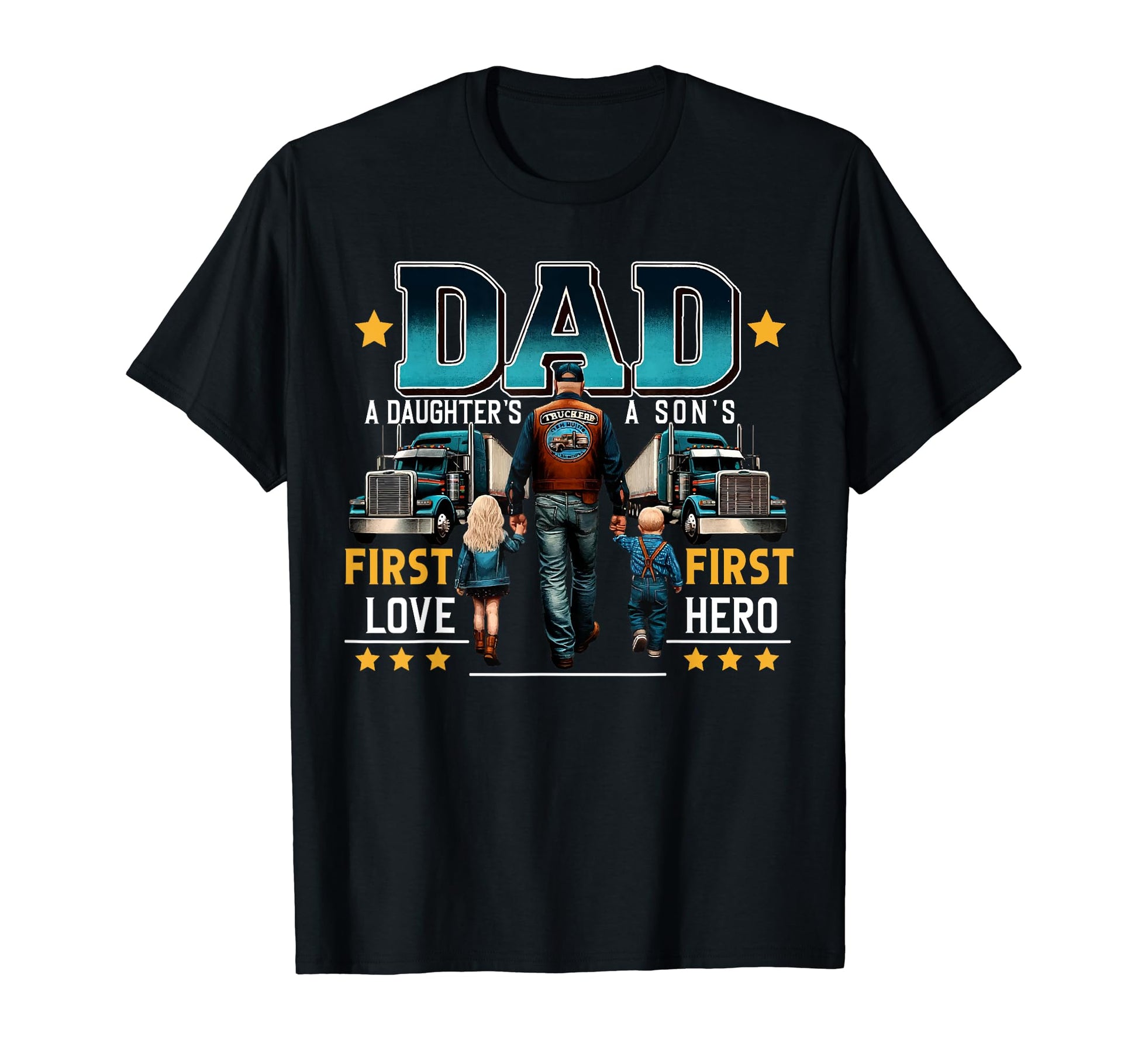 Truck Driver Dad Father Son Daughter T-Shirt - Custom Art Print for Adults - T-Shirt, Sweatshirt, Hoodie