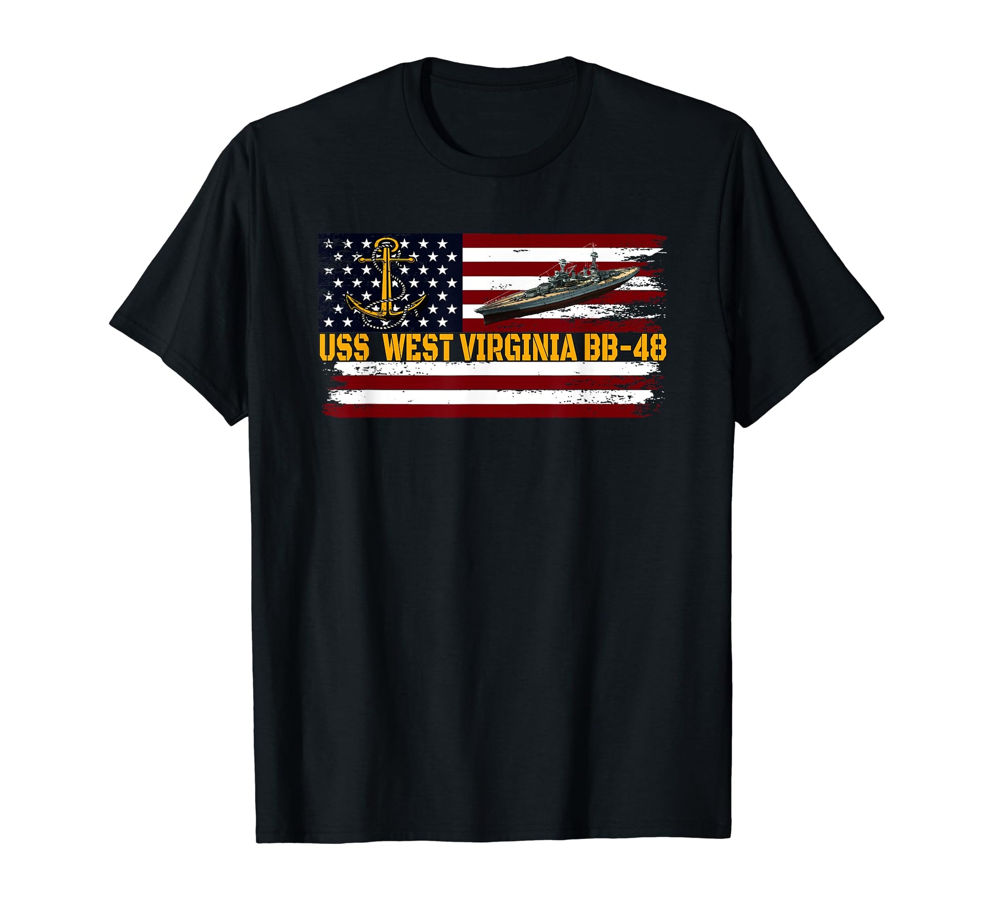 Uss West Virginia Bb 48 Ww2 T-Shirt - Minimalist Print for Adults - T-Shirt, Sweatshirt, Hoodie
