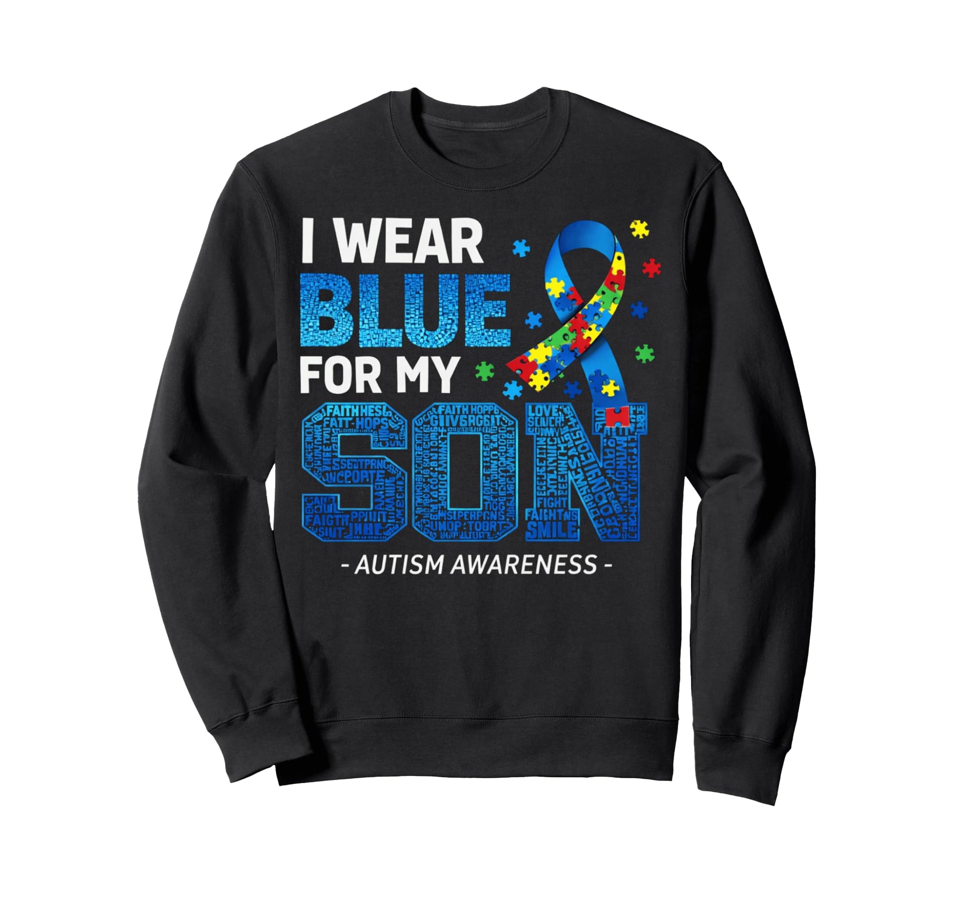 I Wear Blue My Son Autism Sweatshirt - Minimalist Print Men Women - T-Shirt, Sweatshirt, Hoodie