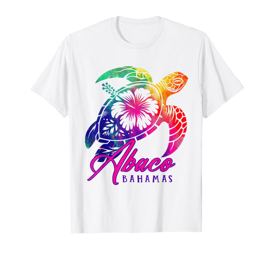 Abaco Tie Dye Sea Turtle Hibiscus Bahamas T-Shirt - Unique Graphic Unisex - T-Shirt, Sweatshirt, Hoodie