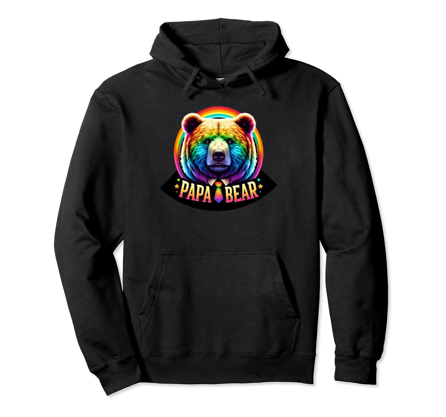 Lgbtq Papa Bear Rainbow Gay Pride Hoodie - Aesthetic Graphic for Adults - T-Shirt, Sweatshirt, Hoodie