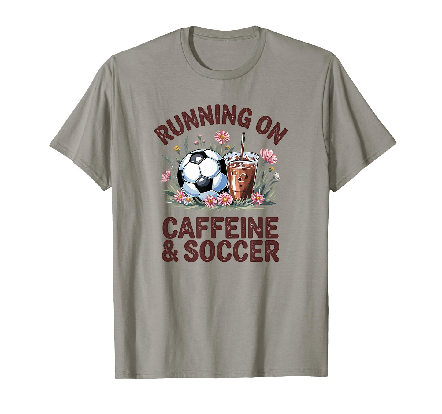Running Caffeine Soccer Mom Soccer Iced T-Shirt - Minimalist Print Unisex - T-Shirt, Sweatshirt, Hoodie