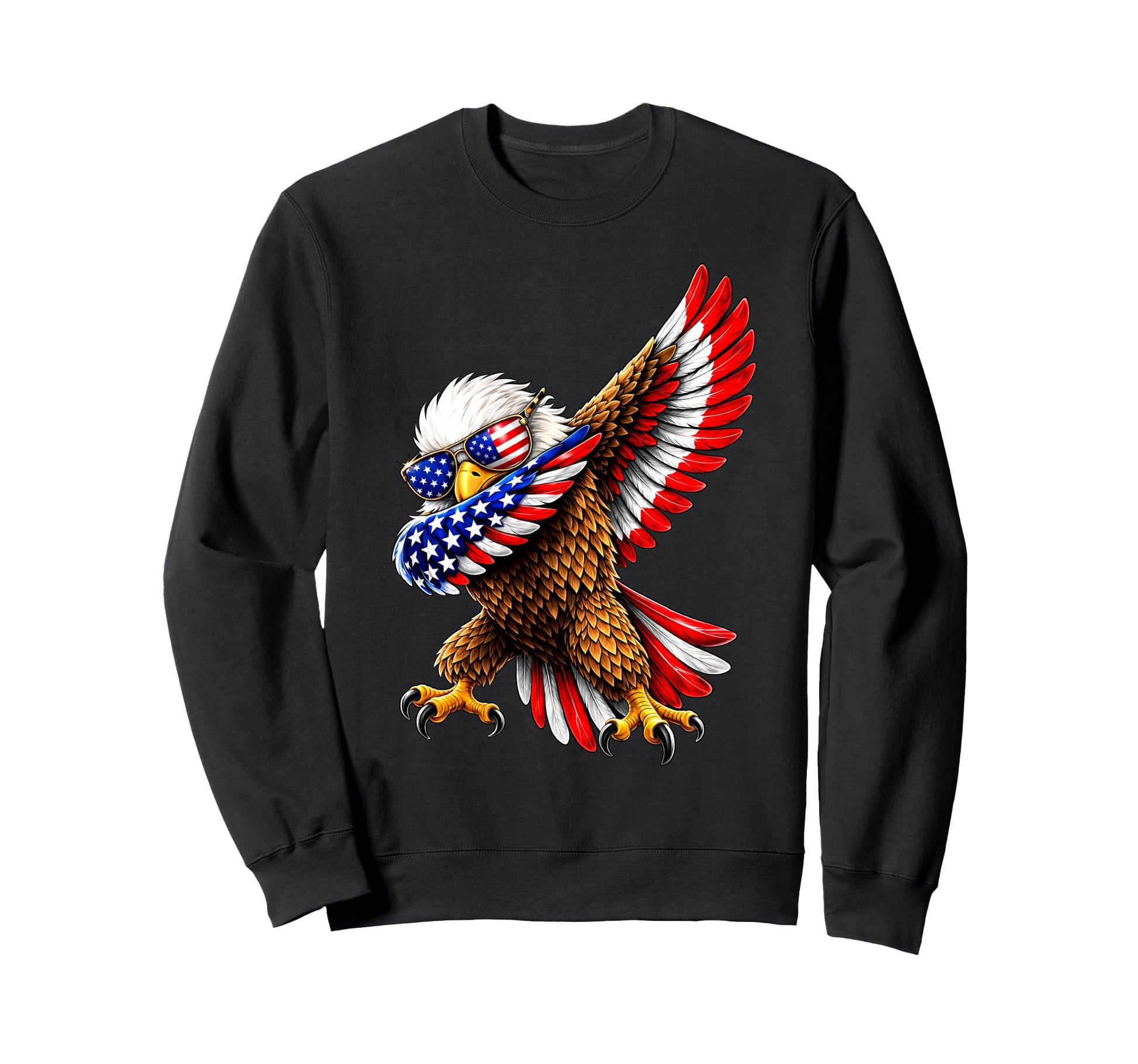 Usa Flag Dabbing Bald Eagle Sweatshirt - Trendy Graphic for Adults - T-Shirt, Sweatshirt, Hoodie