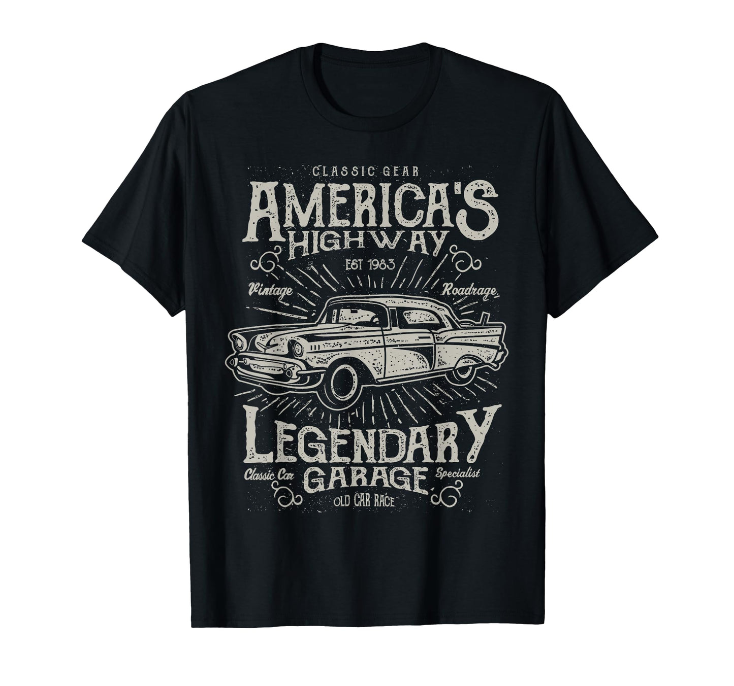 Car Rockabilly Old School 50S 60S Car T-Shirt - Graphic Print for Adults - T-Shirt, Sweatshirt, Hoodie