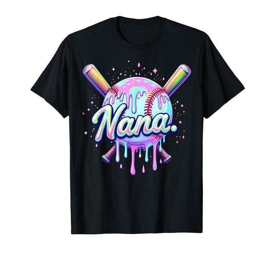 Baseball Drip Nana Tie Dye Baseball T-Shirt - Unique Graphic Unisex - T-Shirt, Sweatshirt, Hoodie