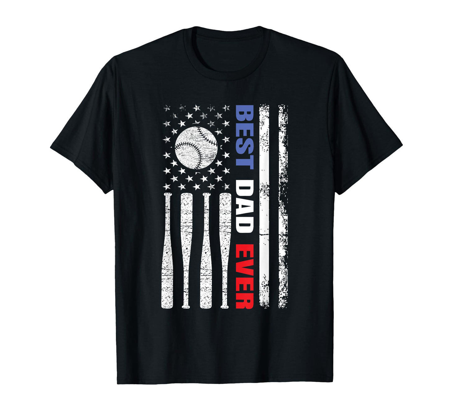 Best Dad Ever Baseball Fan Usa Flag T-Shirt - Minimalist Print Unisex - T-Shirt, Sweatshirt, Hoodie