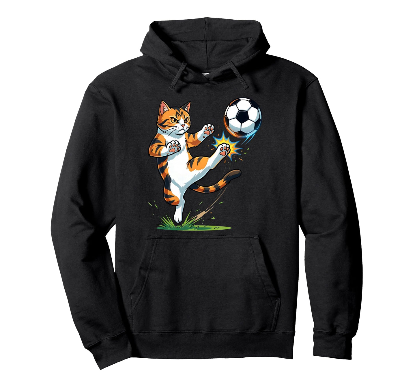 Funny Ginger Cat Playing Soccer Hoodie - Casual Everyday Wear Men Women - T-Shirt, Sweatshirt, Hoodie