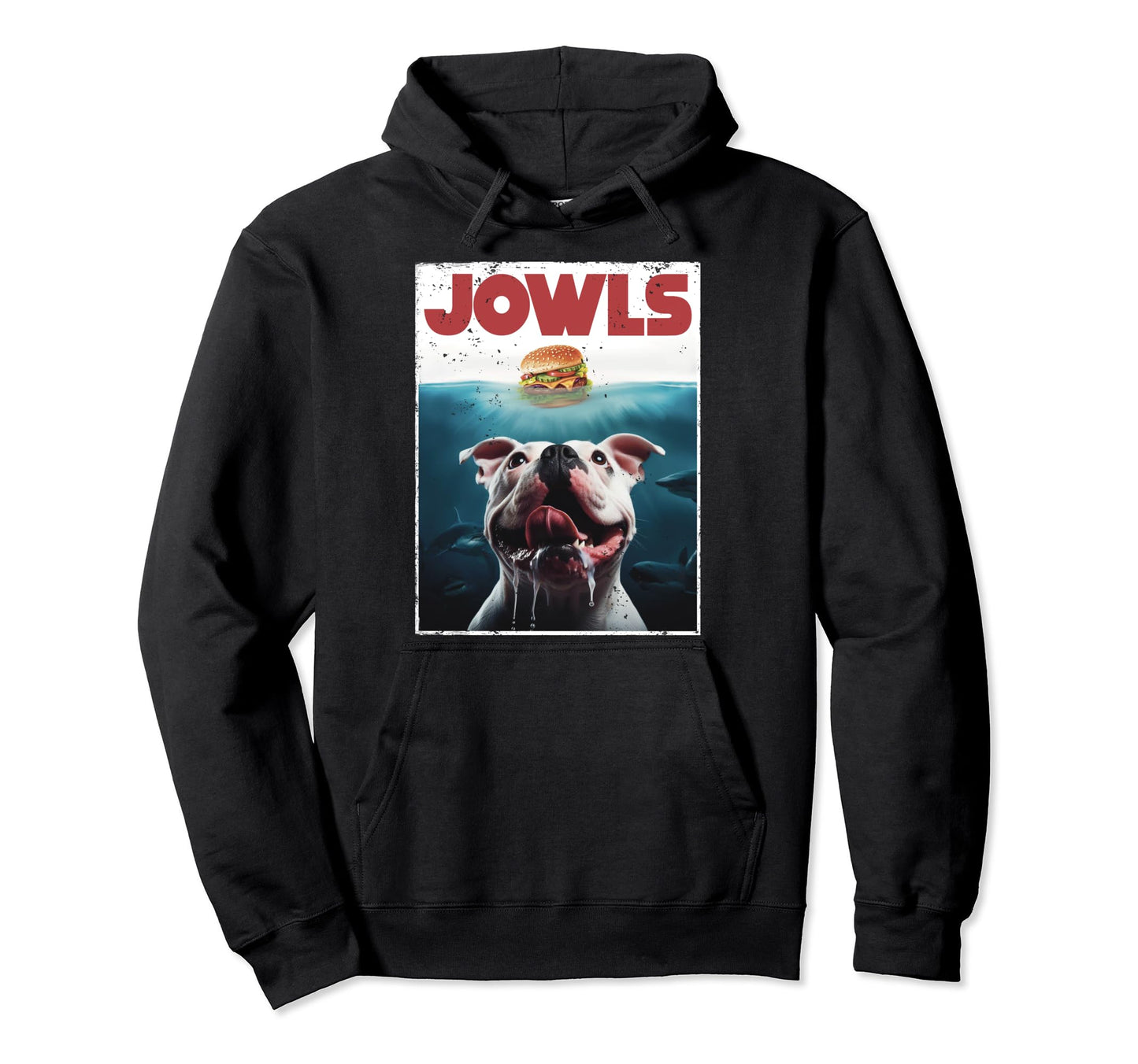 Funny American Bulldog Jowls Burger Hoodie - Fun Novelty Design Men Women - T-Shirt, Sweatshirt, Hoodie