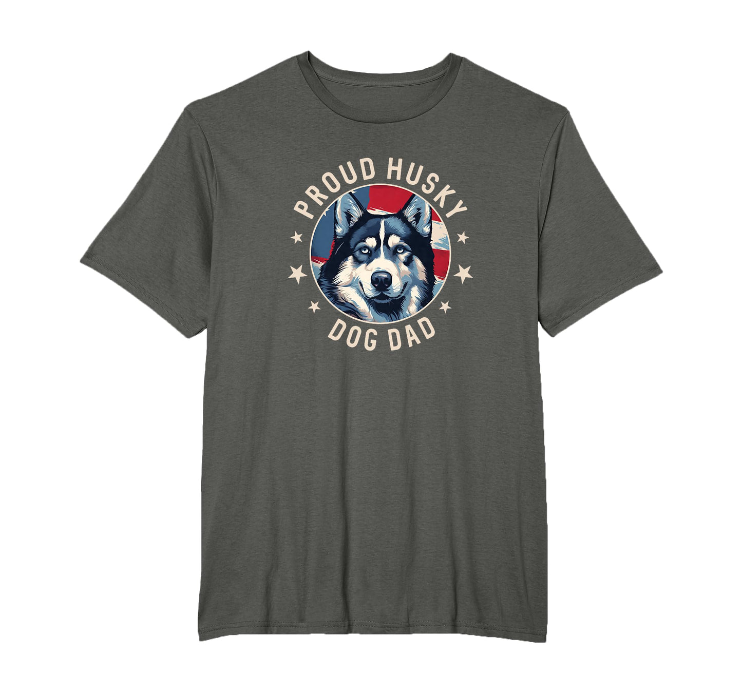 Proud Husky Dad American Flag T-Shirt - Streetwear Style for Adults - T-Shirt, Sweatshirt, Hoodie