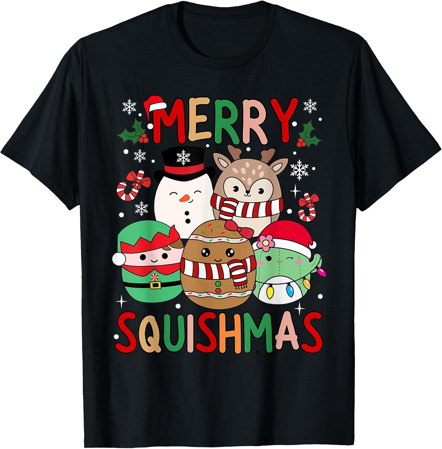 Cute Squishmas Squad Kids Snowman Santa Elf Unisex T-shirt, Sweatshirt, Hoodie, Long Sleeve Tee - T-Shirt, Sweatshirt, Hoodie