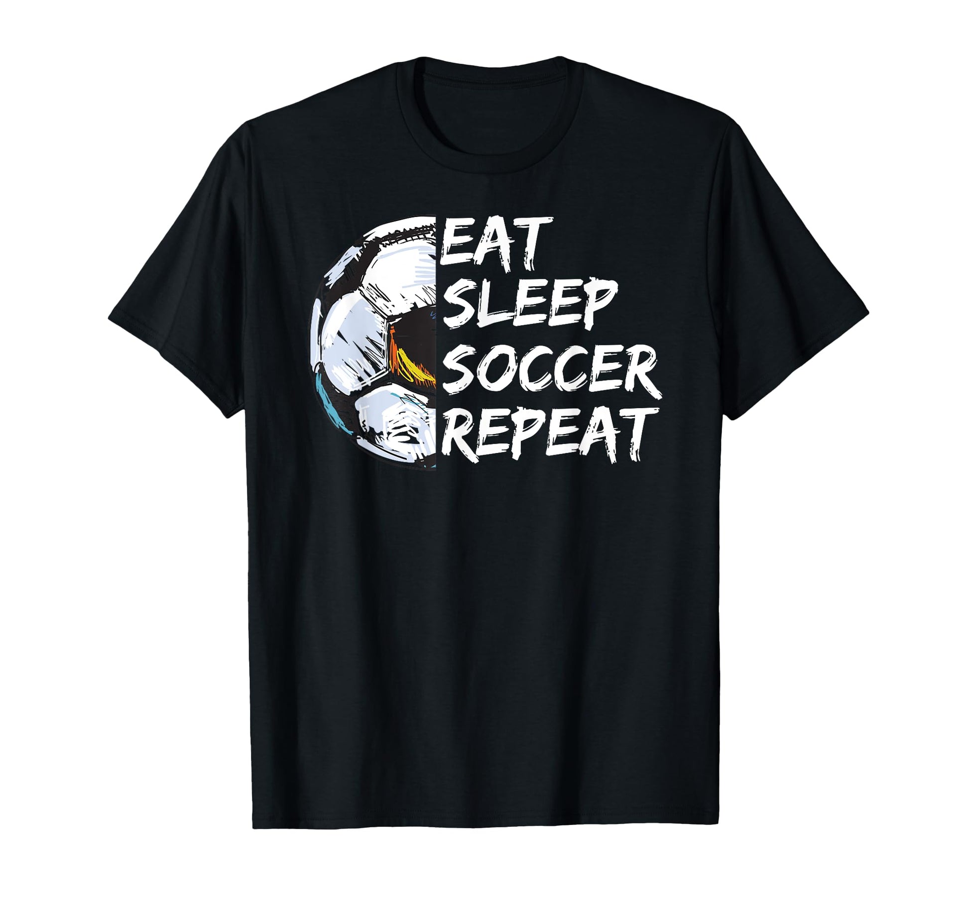 Eat Sleep Football Repeat Half Ball T-Shirt - Unique Graphic Men Women - T-Shirt, Sweatshirt, Hoodie