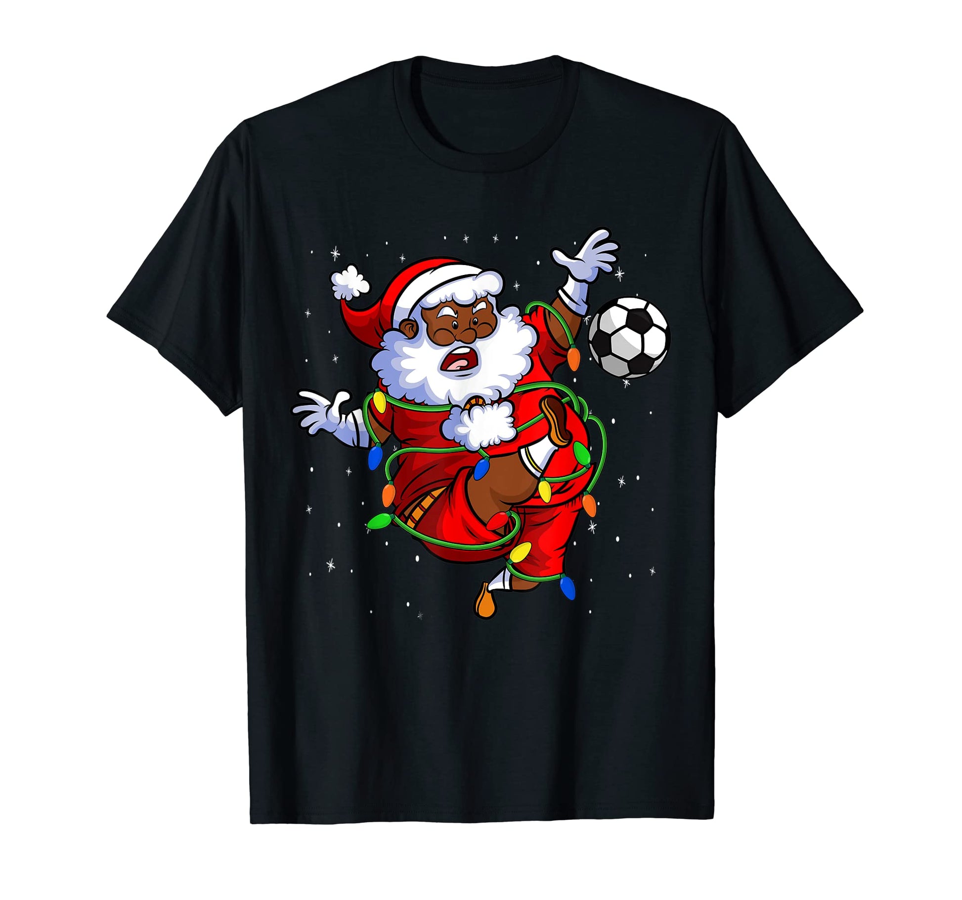 Santa Soccer Ball Afro American Soccer T-Shirt - Aesthetic Graphic Unisex - T-Shirt, Sweatshirt, Hoodie