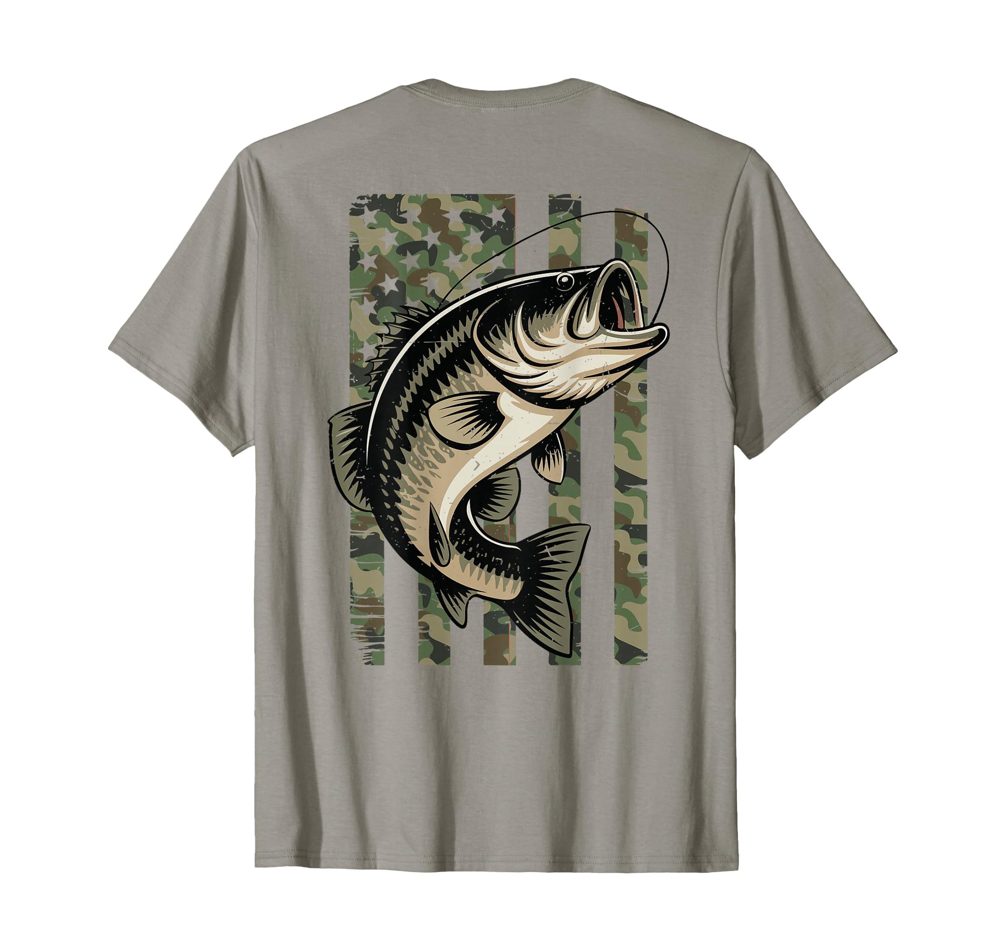 American Flag Camo Bass Fishing T-Shirt - Casual Everyday Wear Men Women - T-Shirt, Sweatshirt, Hoodie