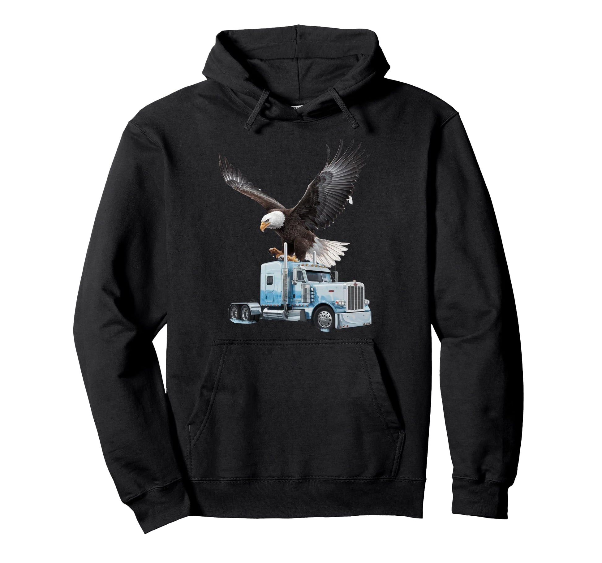 American Flag Trucker Dad Big Rig Hoodie - Trendy Graphic for Adults - T-Shirt, Sweatshirt, Hoodie