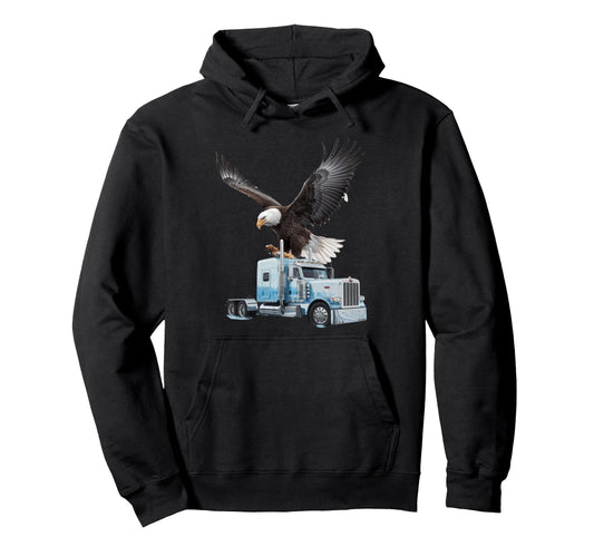 American Flag Trucker Dad Big Rig Hoodie - Trendy Graphic for Adults - T-Shirt, Sweatshirt, Hoodie