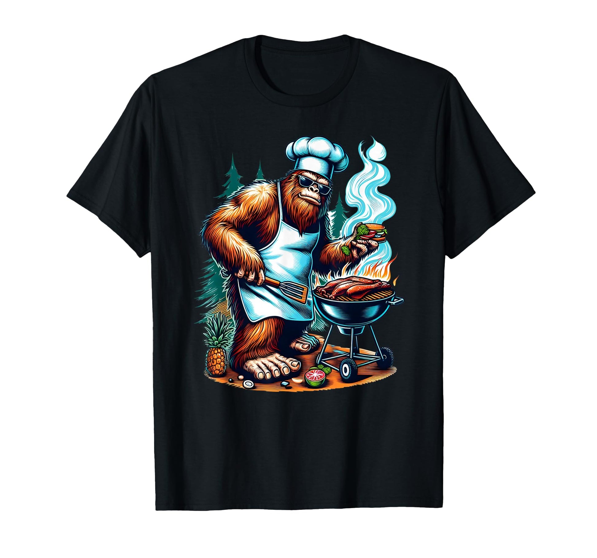 Bbq Master Bigfoot Chef Grill T-Shirt - Custom Art Print for Adults - T-Shirt, Sweatshirt, Hoodie
