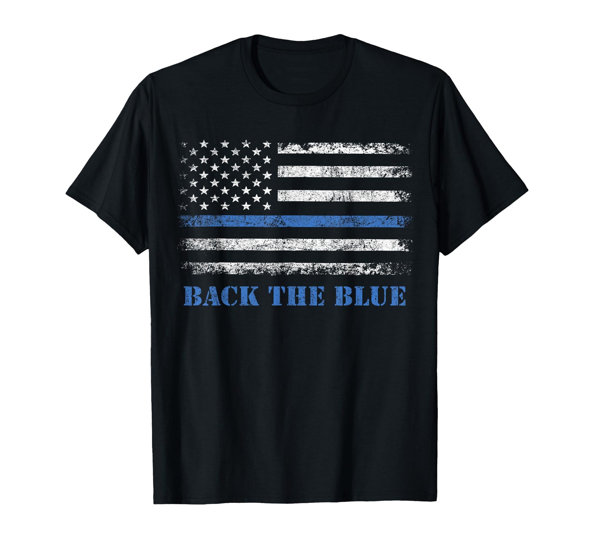 Back Blue Thin Blue Line American T-Shirt - Minimalist Print for Adults - T-Shirt, Sweatshirt, Hoodie