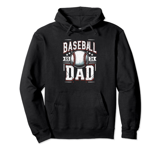 Baseball Dad Fathers Day Hoodie - Casual Everyday Wear Unisex - T-Shirt, Sweatshirt, Hoodie