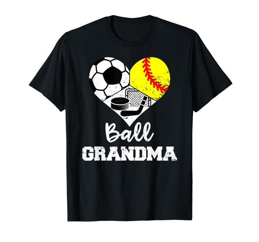 Ball Grandma Heart Funny Soccer T-Shirt - Unique Graphic Men Women - T-Shirt, Sweatshirt, Hoodie