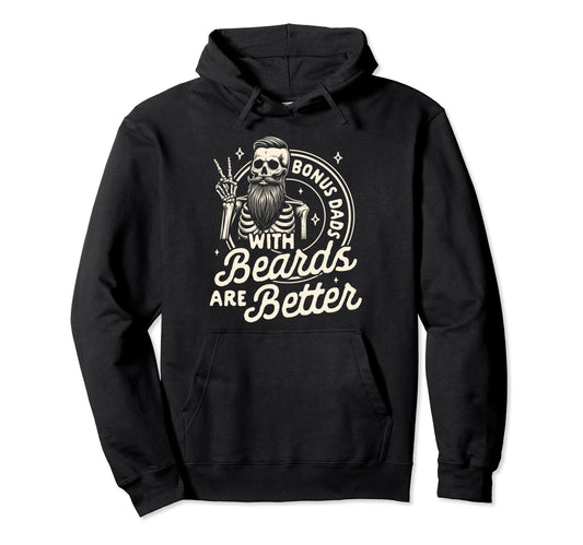 Bearded Dad Step Dad Bonus Dads Hoodie - Minimalist Print for Adults - T-Shirt, Sweatshirt, Hoodie