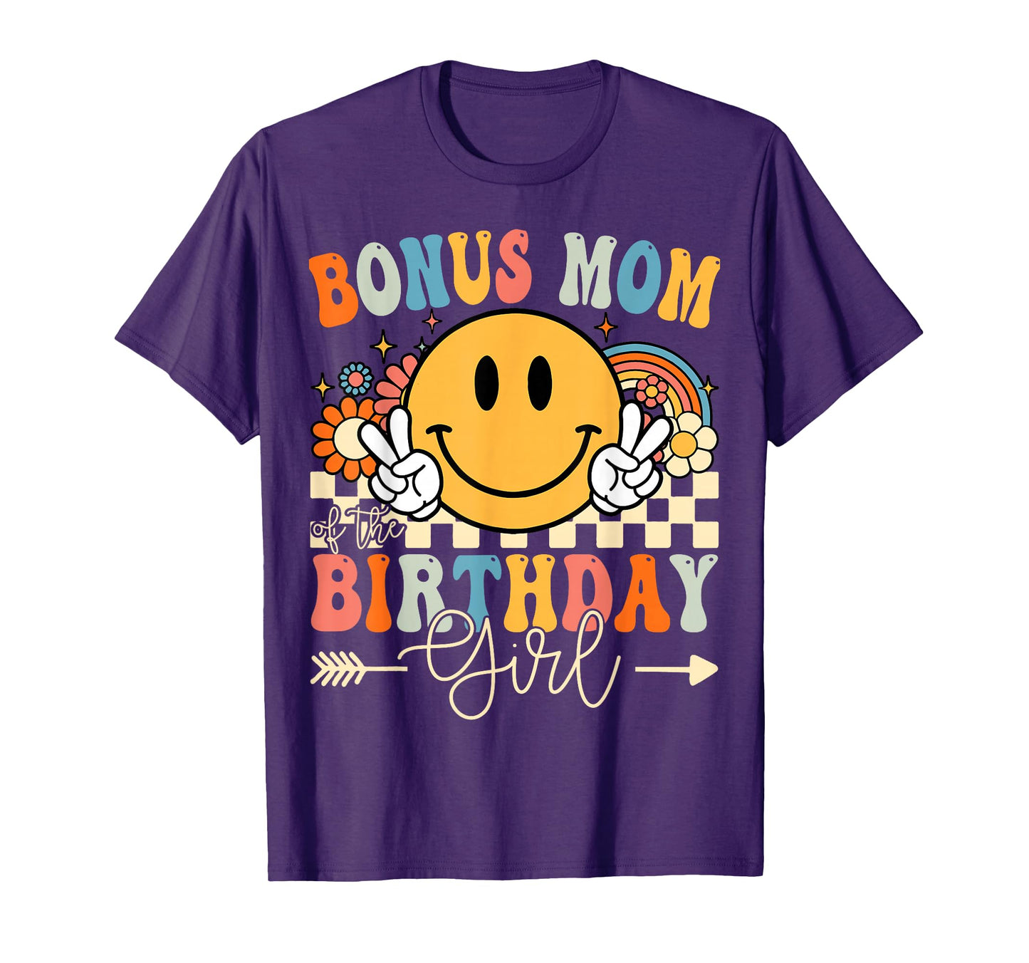 Bonus Mom Birthday Groovy T-Shirt - Minimalist Print Men Women - T-Shirt, Sweatshirt, Hoodie