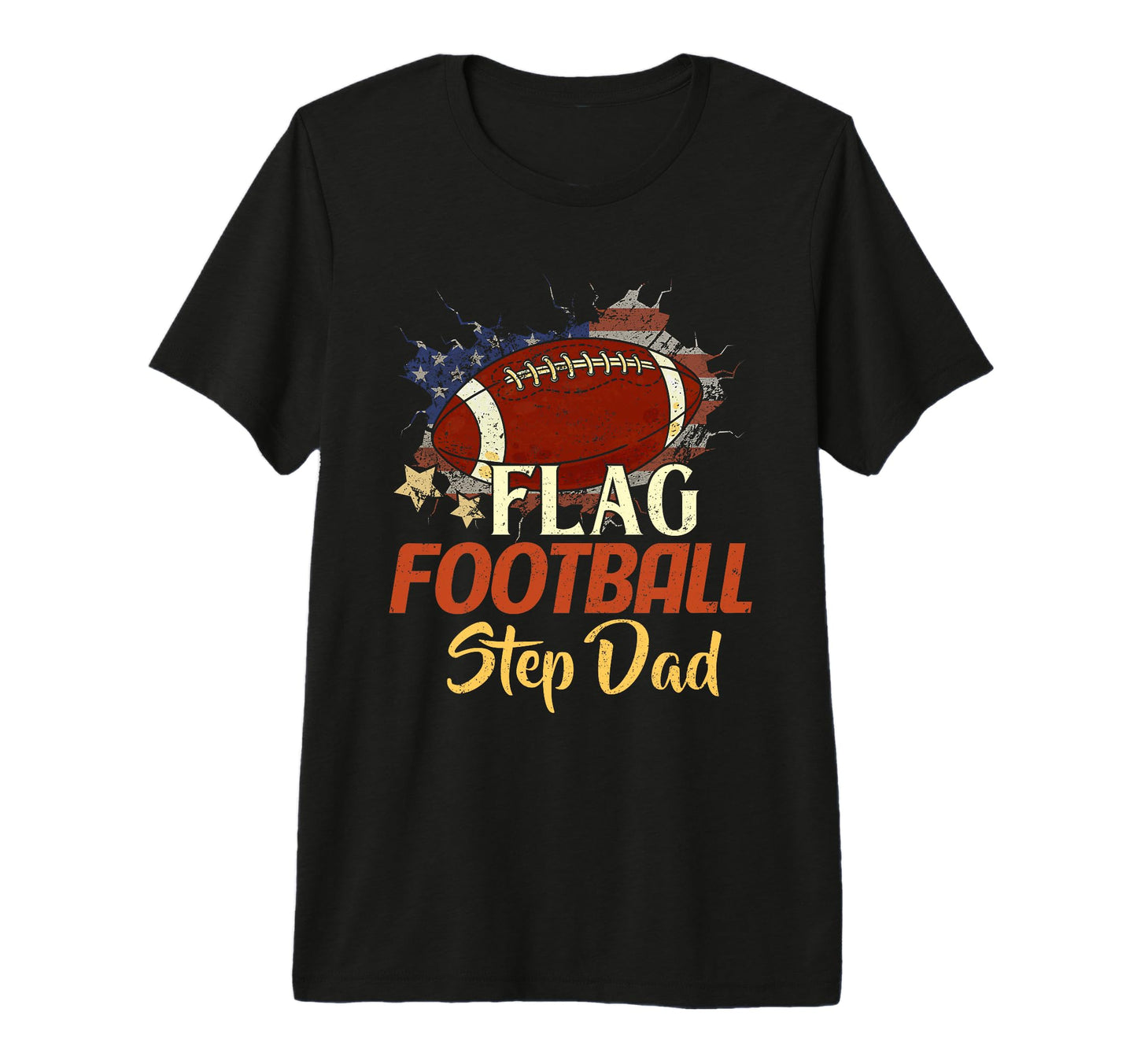 Mens American Flag Football Step Dad T-Shirt - Unique Graphic for Adults - T-Shirt, Sweatshirt, Hoodie