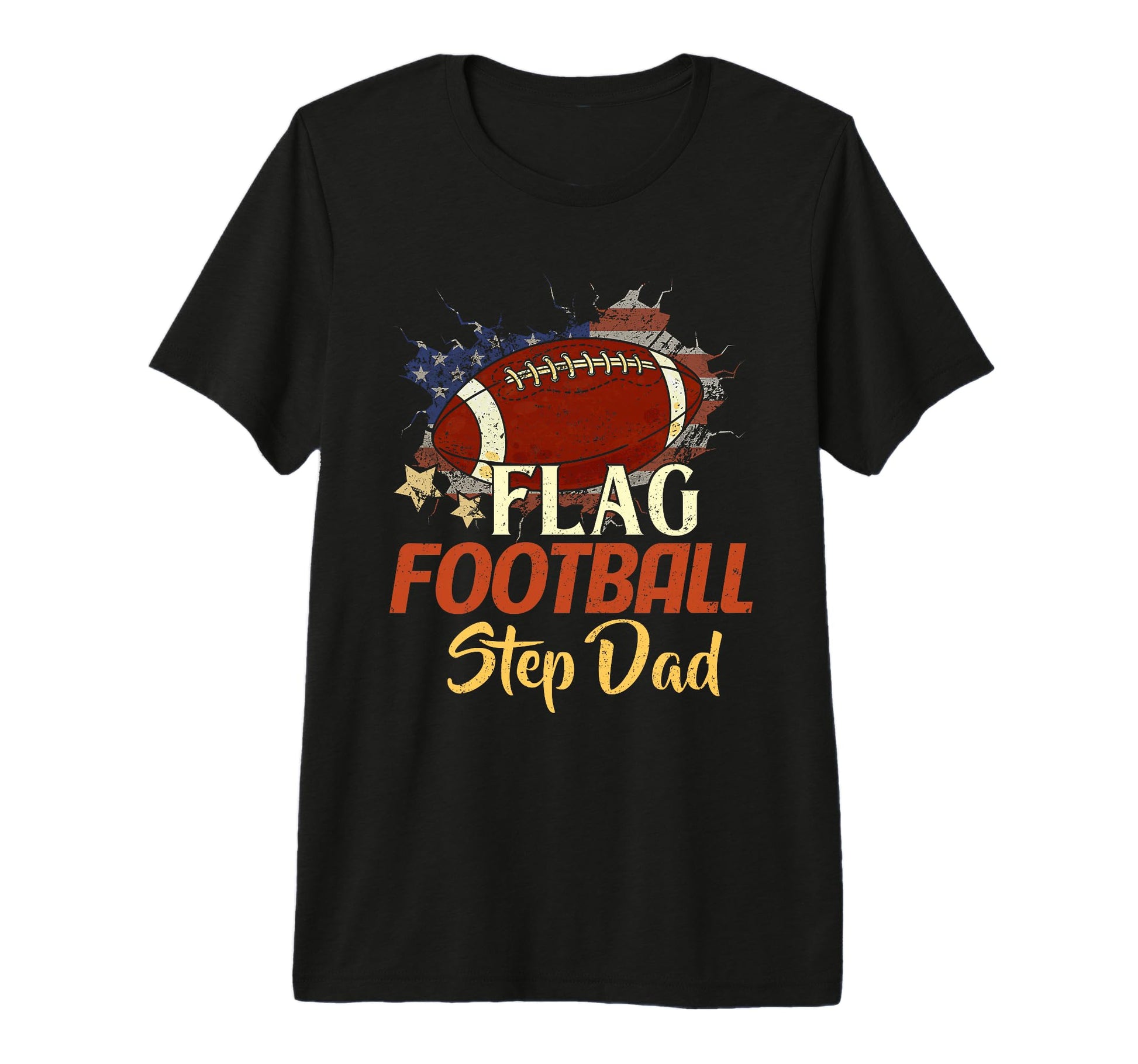 Mens American Flag Football Step Dad T-Shirt - Unique Graphic for Adults - T-Shirt, Sweatshirt, Hoodie