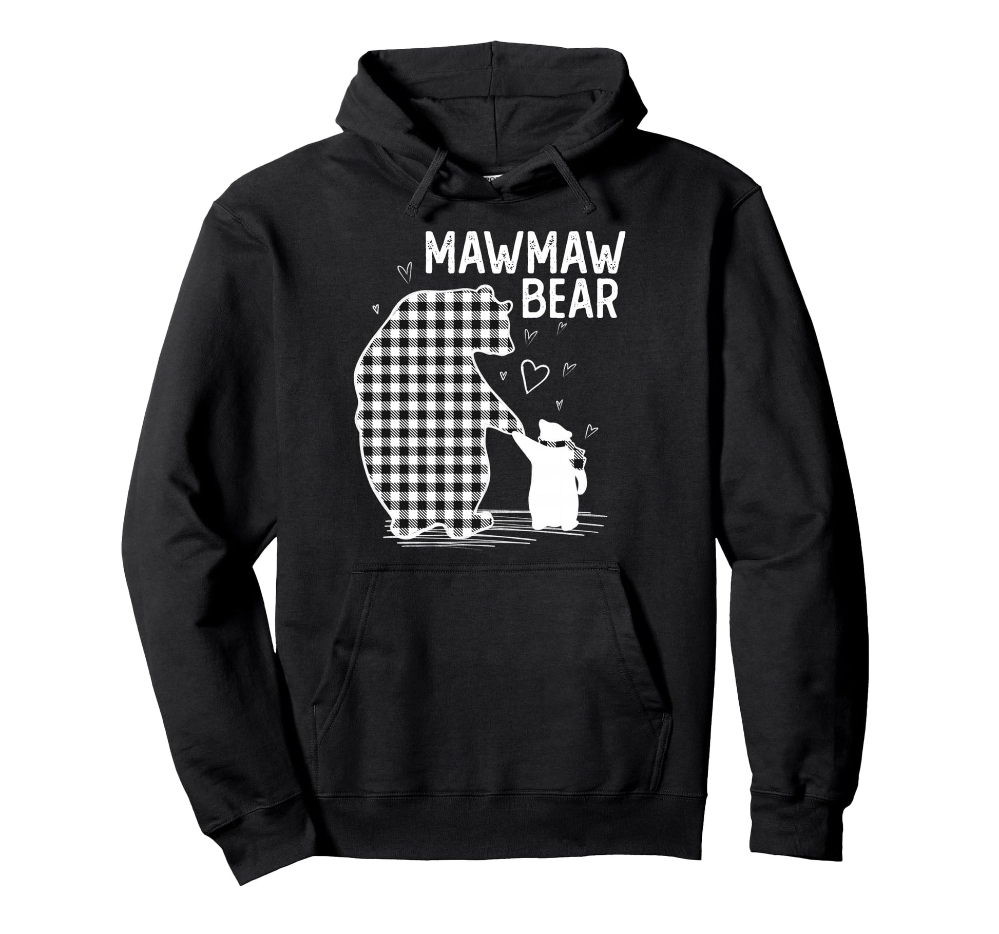 Mawmaw Bear Pajama Grey Buffalo Plaid Hoodie - Custom Art Print for Adults - T-Shirt, Sweatshirt, Hoodie